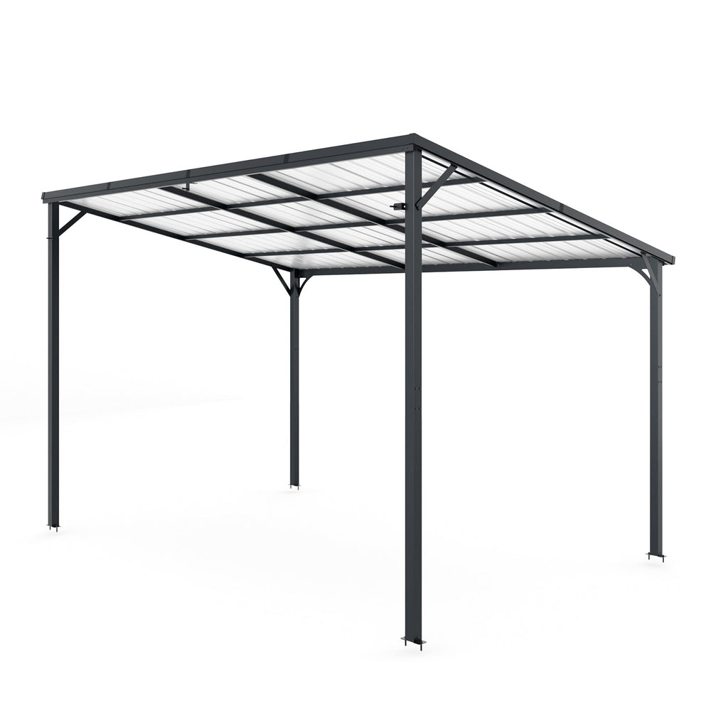 Galvanized Steel Lean-to Pergola with Wall Mount - 12' x 8'