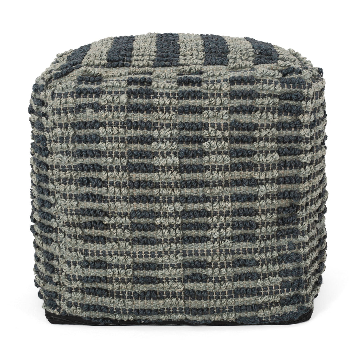 Teal Blue Fabric Square Pouf Ottoman with Polystyrene Bead Fill - 16"