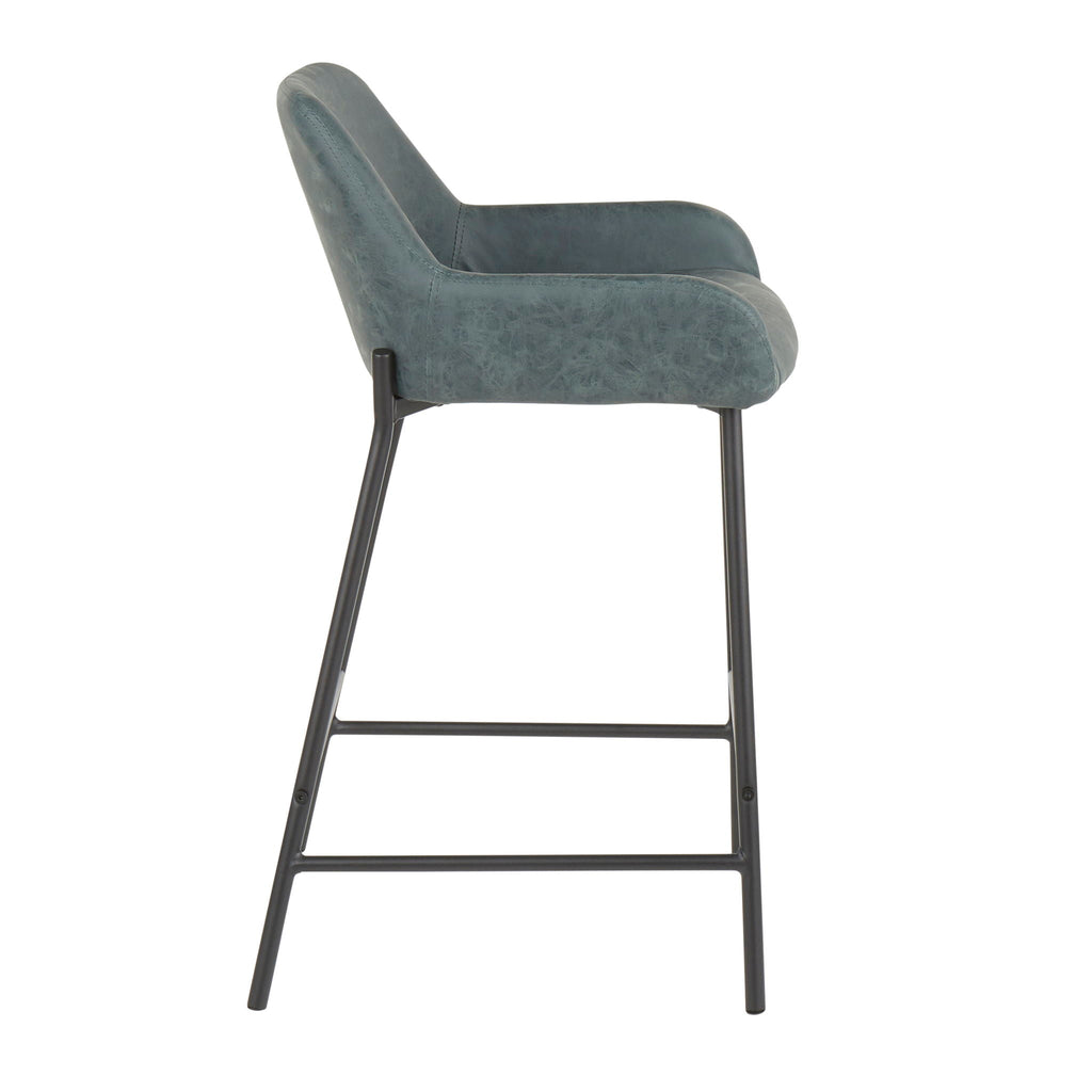 Industrial Fixed Height Counter Stool Set with Upholstered Seat - Multiple Colors