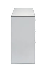 Sonia Mirrored Console Cabinet with Faux Agate Panels - Silver