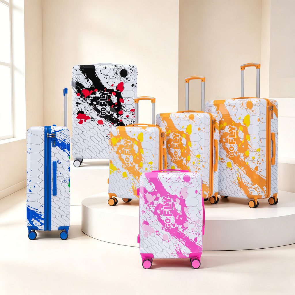 3-Piece Hard Case Luggage Set with Spinner Wheels - Orange