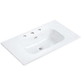 Glossy White Ceramic Integrated Sink with Seamless Design - White