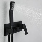 Brass Shower System with 10" Rainfall Shower Head & Handheld Sprayer - Matte Black