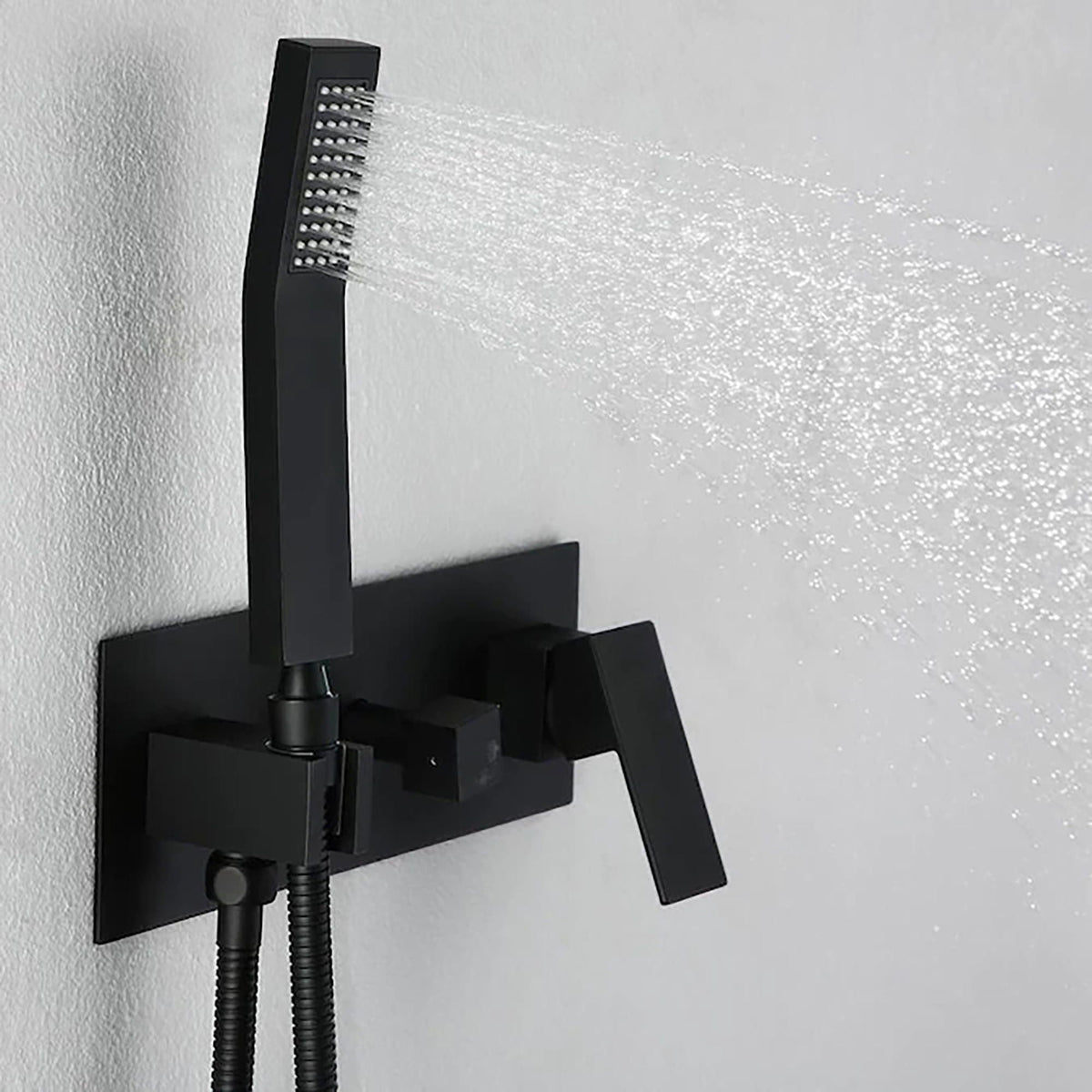 Brass Shower System with 10" Rainfall Shower Head & Handheld Sprayer - Matte Black