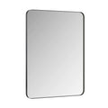 Rectangular Metal Framed Wall Mirror with Modern Design - Black