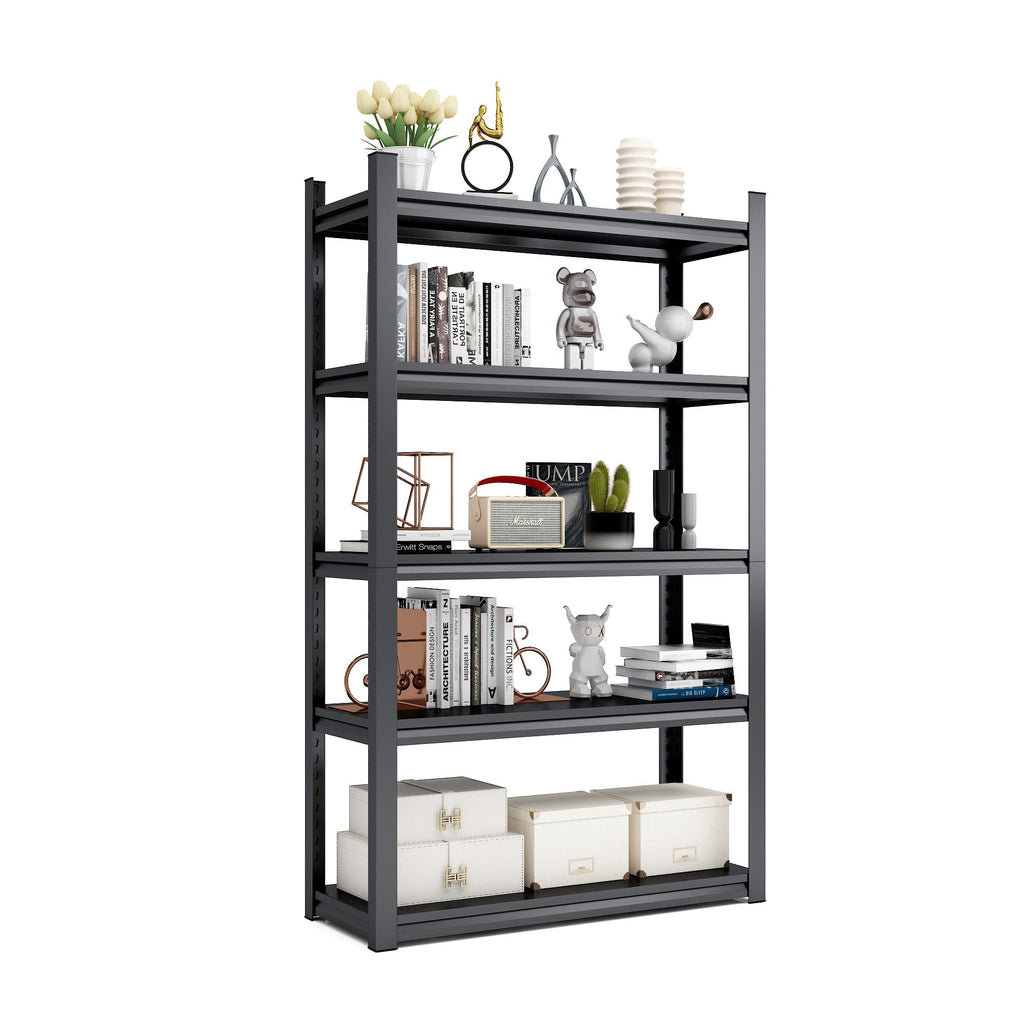 Heavy Duty Metal Garage Shelving Unit with Adjustable Shelves - Black