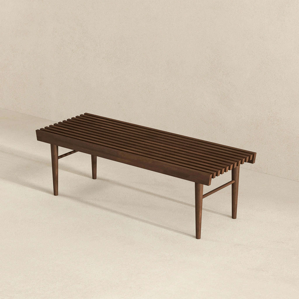 Dark Brown Wood Accent Bench with Solid Wood Frame - Mia