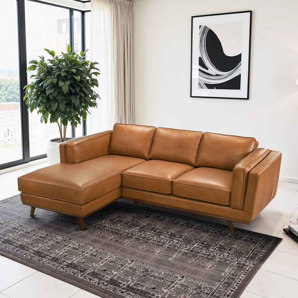 Light Brown Sectional Sofa with Removable Cushions - Left or Right Arm Facing