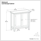 Handcrafted Low Storage Cabinet with Adjustable Shelves - Multiple Colors
