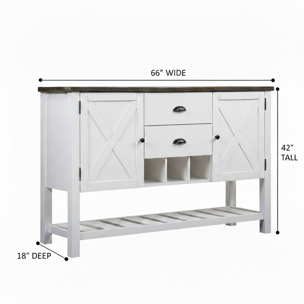2 Drawer Server with Spacious Storage - Brown