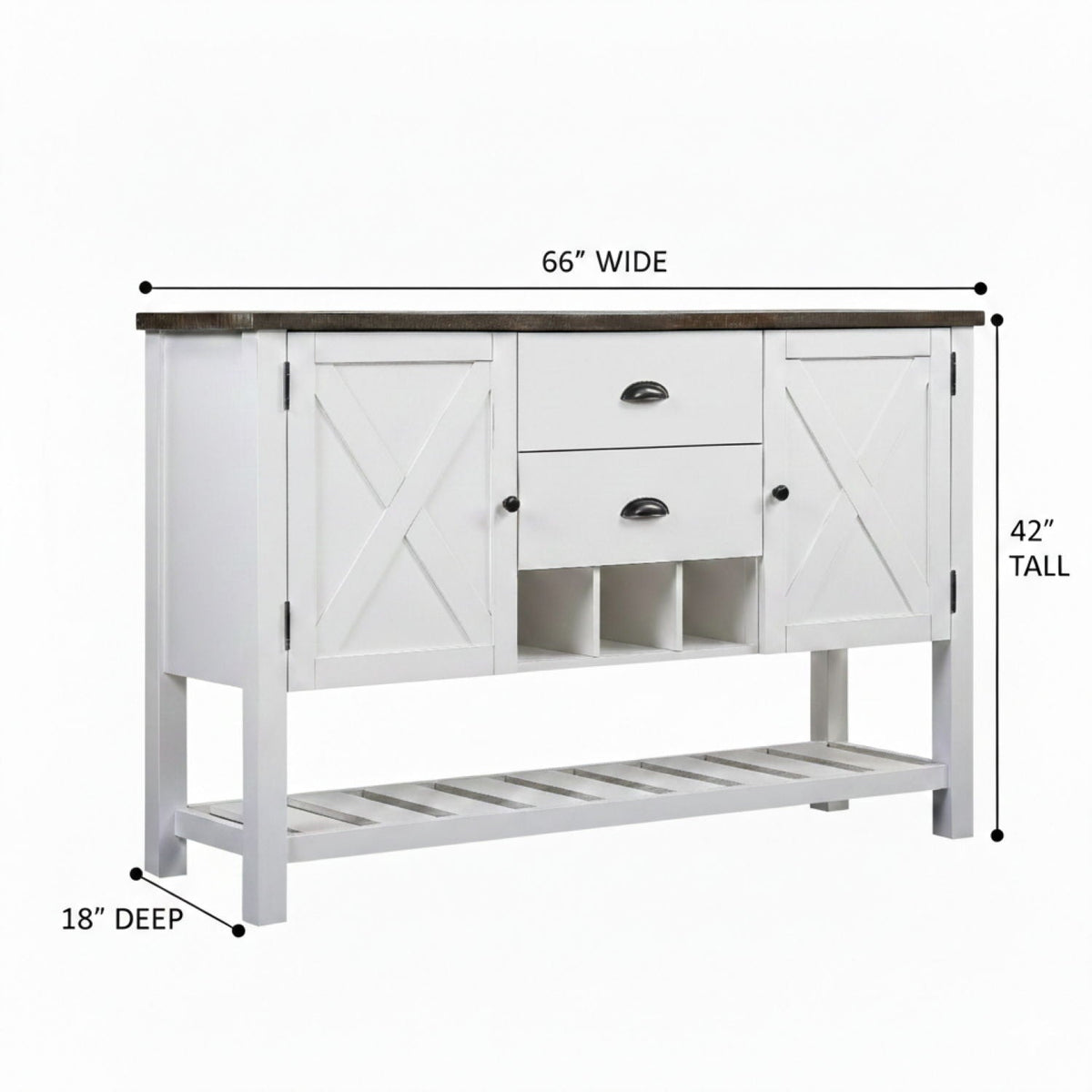 2 Drawer Server with Spacious Storage - Brown
