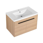Bathroom Vanity Set with Resin Countertop Sink and 2 Doors - Light Brown Oak