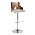 Mid Century Modern Adjustable Barstool Set with Swivel - Pearl Silver or Black