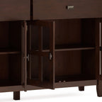 Large 4 Door Sideboard Buffet with Glass Doors - Russet Brown