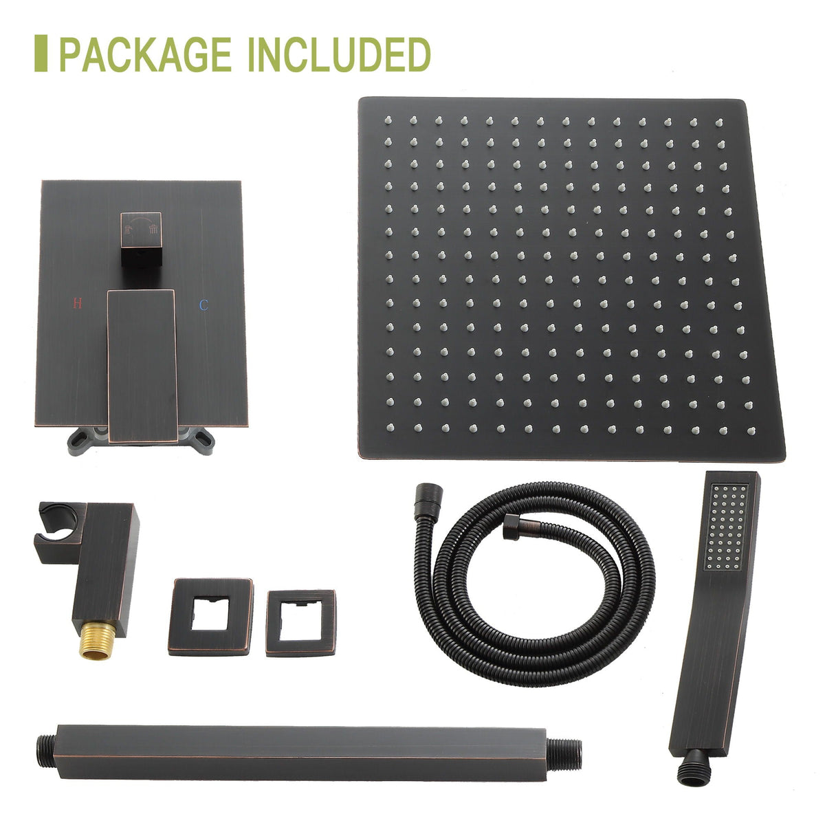 Dual Shower Head 16" Ceiling Mount Shower System with Pressure-Balanced Valve - Gray