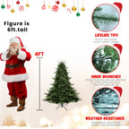 Full-Shaped 6 Ft Christmas Tree with 1673 PE/PVC Tips - Green