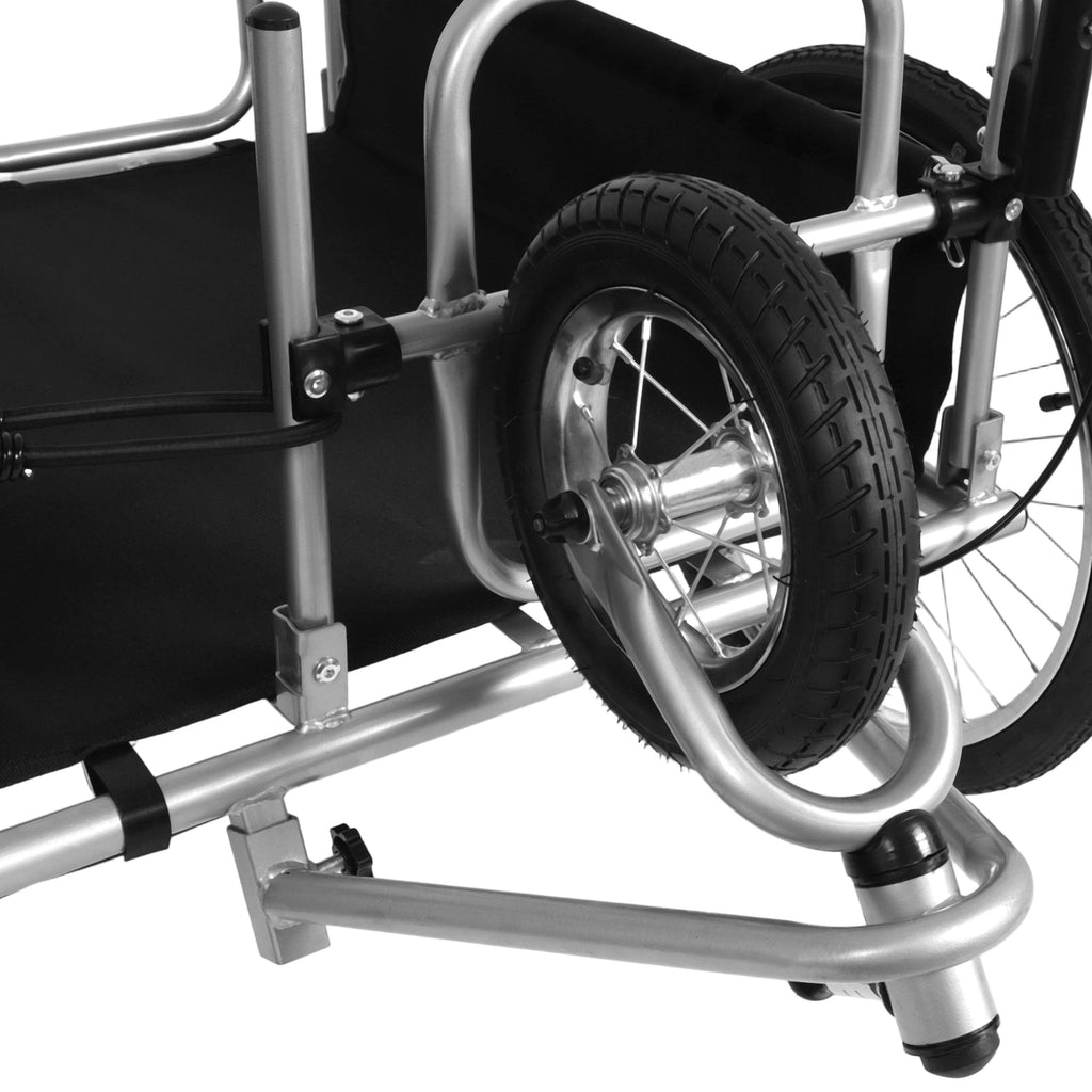 3-in-1 Heavy-Duty Bike Cargo Trailer with Steel Frame & Suspension - Black + Gray