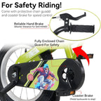16-Inch Sporty Kids Cruiser Bike with Training Wheels - Green or Pink