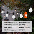 RGB Outdoor String Lights with App Control, 50FT - Multi-Color