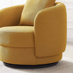 Boucle Lounge Chair with Solid Wood Frame - Beige or Yellow