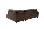 Brown Faux Leather Sectional Sofa Set with Left-Facing Chaise - Brown