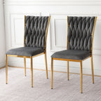 Modern Dining Chair Set with Plated Metal Legs - Multiple Colors