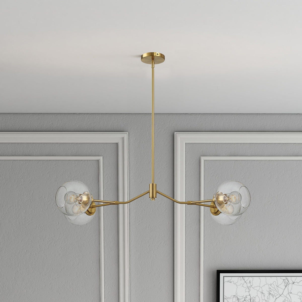 Jewel 4-Light Chandelier Ceiling Hanging Light Fixture with Clear Glass - Gold