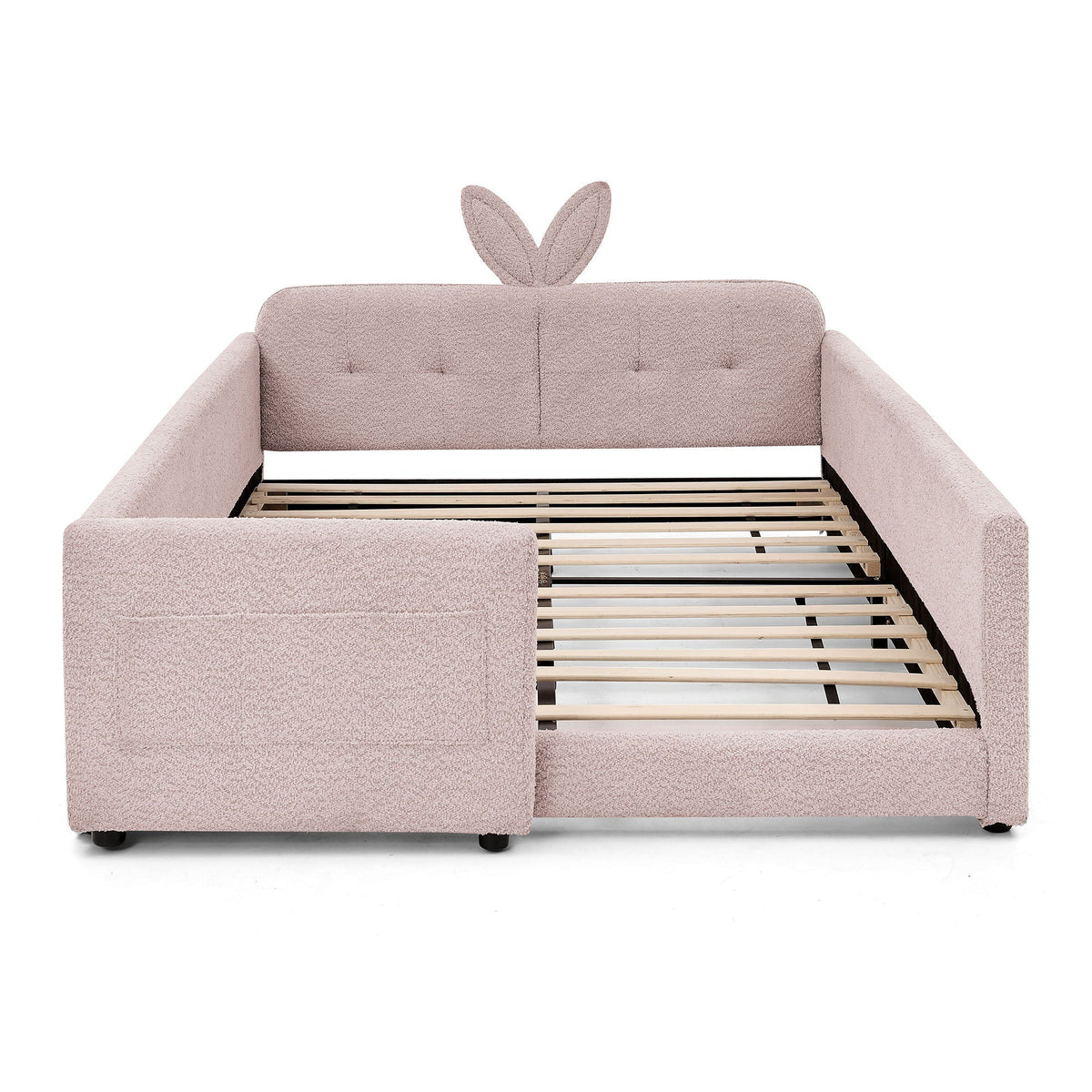 Cute Rabbit Ear Upholstered Platform Bed Frame with Safety Rail - Multiple Colors