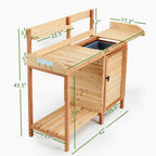 Outdoor Potting Bench Table with Sink – Garden Workstation, Light Brown
