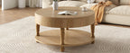 Coffee Table with Dual Storage - Natural Wood, 31.5" Round