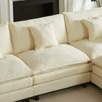 Modular Sectional Sofa, 110 Inch L-Shaped Couch with Movable Ottoman - Chenille