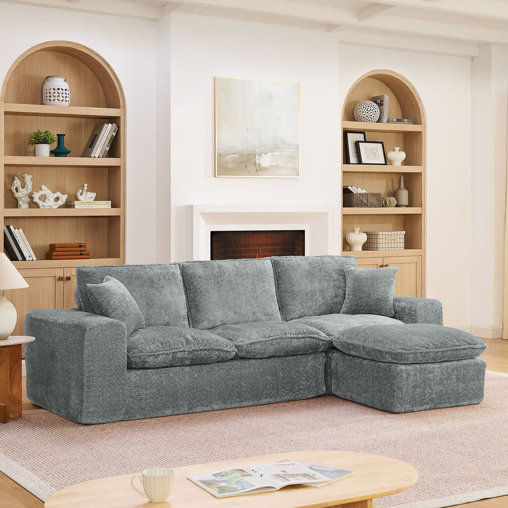 Sectional Sofa with Moveable Ottoman and Modular Design - Multiple Colors