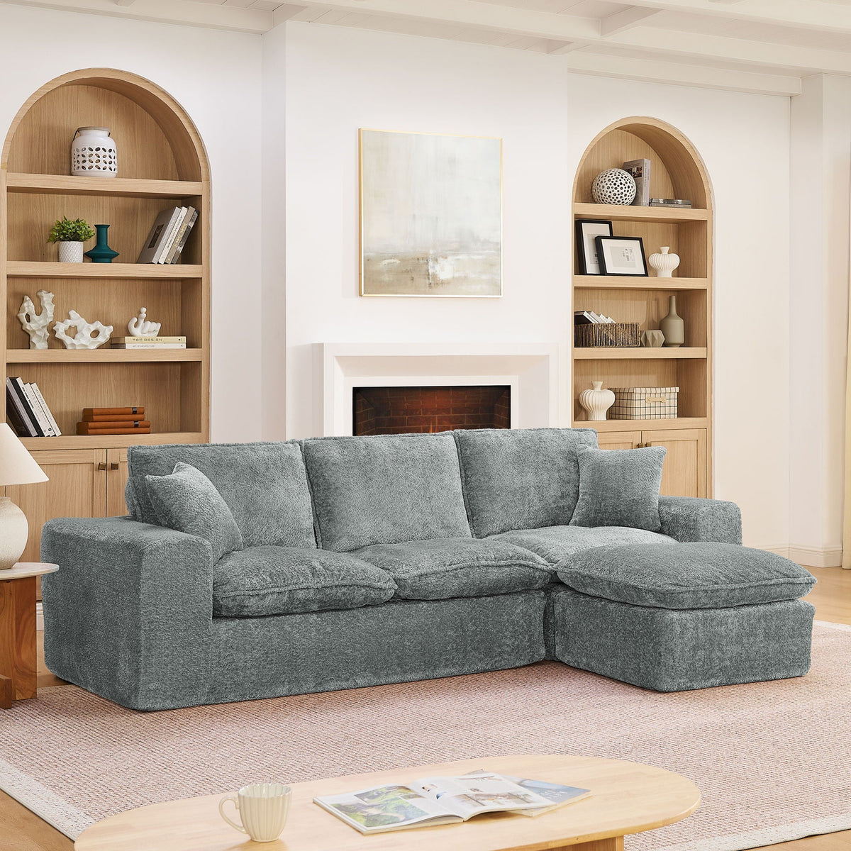 Sectional Sofa with Moveable Ottoman and Modular Design - Multiple Colors