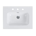 Glossy White Ceramic Integrated Sink with Seamless Design - White