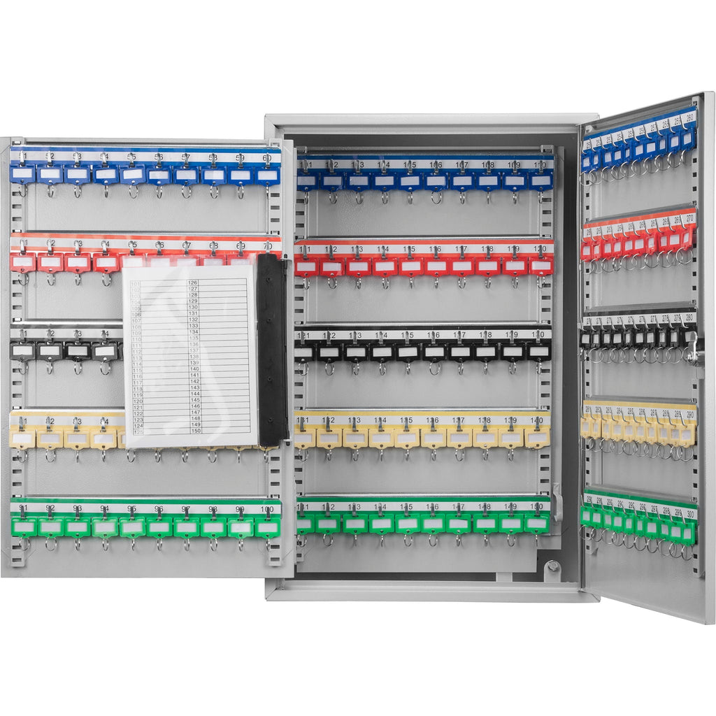 Adjustable Key Cabinet with Lock - Multiple Sizes, Gray or Black