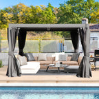 10x10 FT Outdoor Louvered Pergola with Adjustable Louvers - Modern Gray