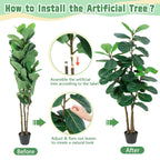 Artificial Fiddle Leaf Fig Tree 5FT with Planter - Green