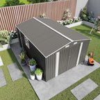 Outdoor Storage Shed with Lockable Doors - Dark Gray