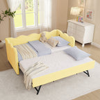 Gingham Daybed with USB Charging Port and Wave-Shaped Design - Multiple Colors