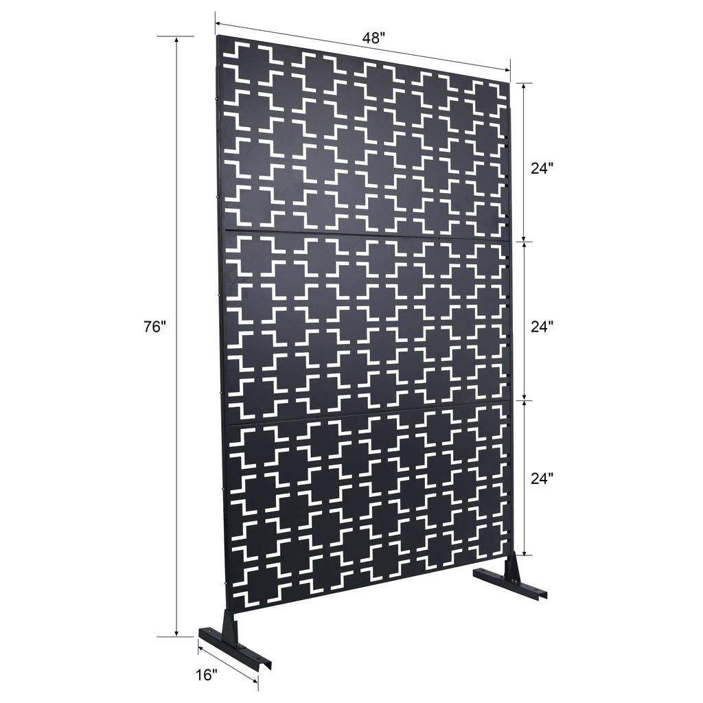 Freestanding Metal Privacy Screen with Durable Construction - Black