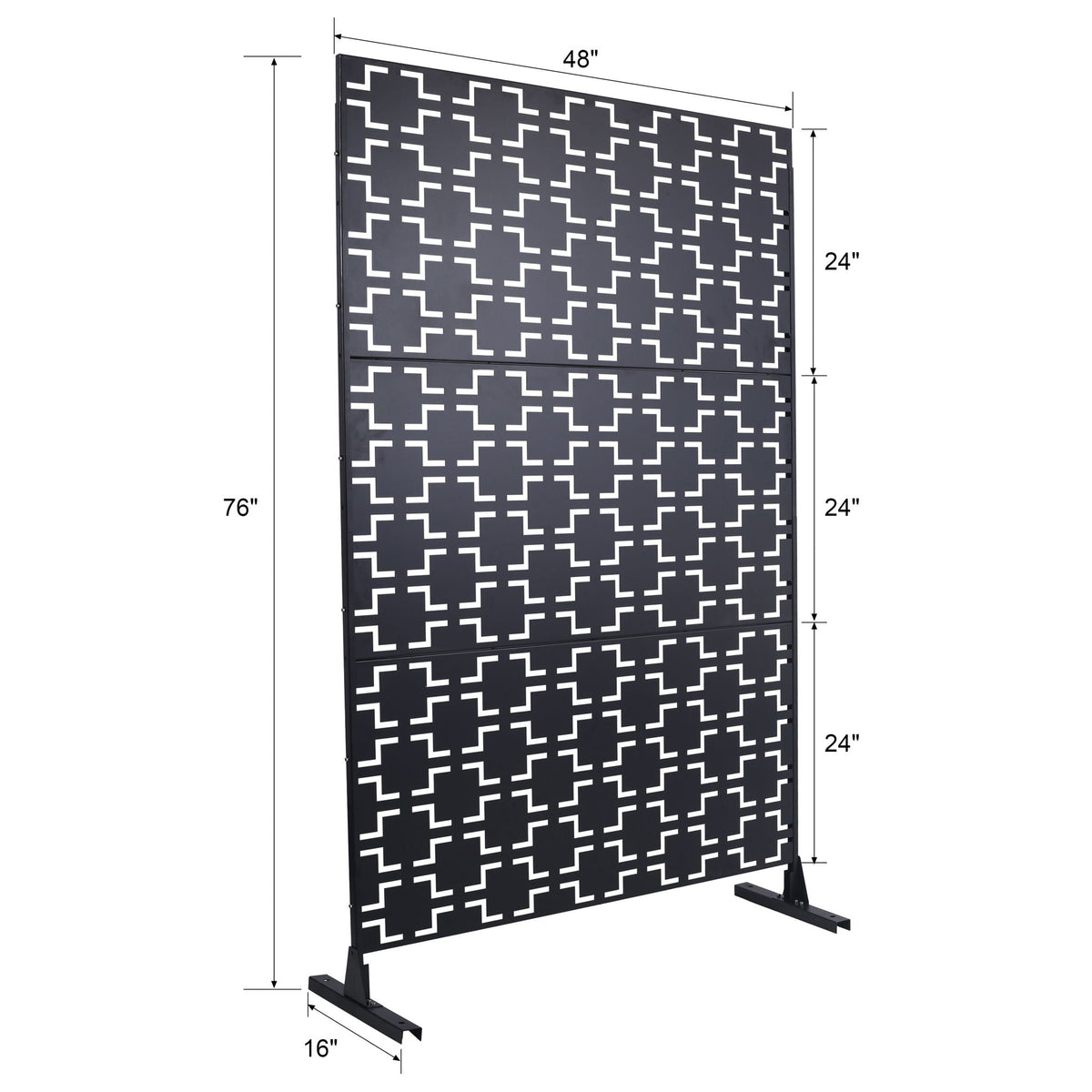 Black Metal Room Divider Privacy Screen with Rust-Resistant Finish