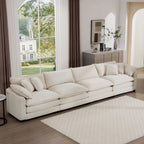 Modern Upholstered 4 Seater Fabric Sofa with Arm and Throw Pillows - Multiple Colors