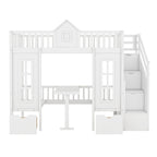 Twin Over Twin Bunk Bed with Convertible Desk - Pink or White
