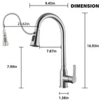Stainless Steel High Arc Kitchen Faucet with Pull Down Sprayer - Brushed Nickel