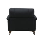 Black Top Grain Leather Arm Chair with Plush Cushions - Eilene