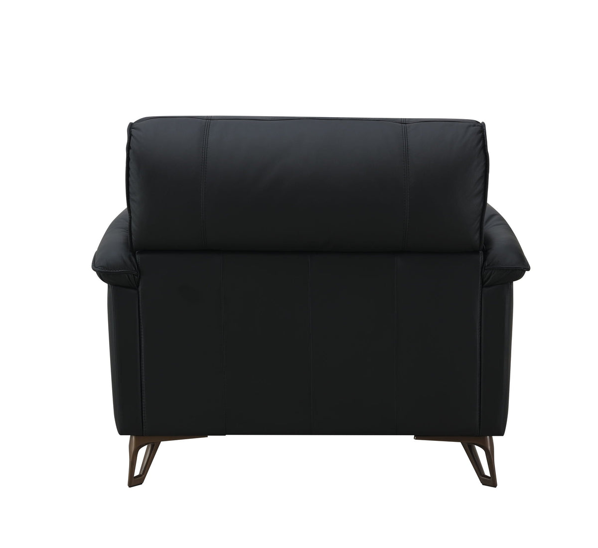 Black Top Grain Leather Arm Chair with Plush Cushions - Eilene