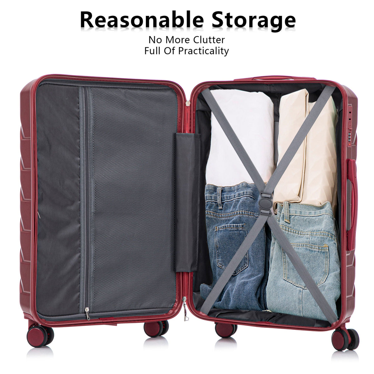 3 Pieces Set Spinner Wheel Luggage With Combination Lock