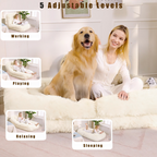 Beige Human Dog Bed & Lazy Sofa Chair with 5-Position Adjustable Backrest