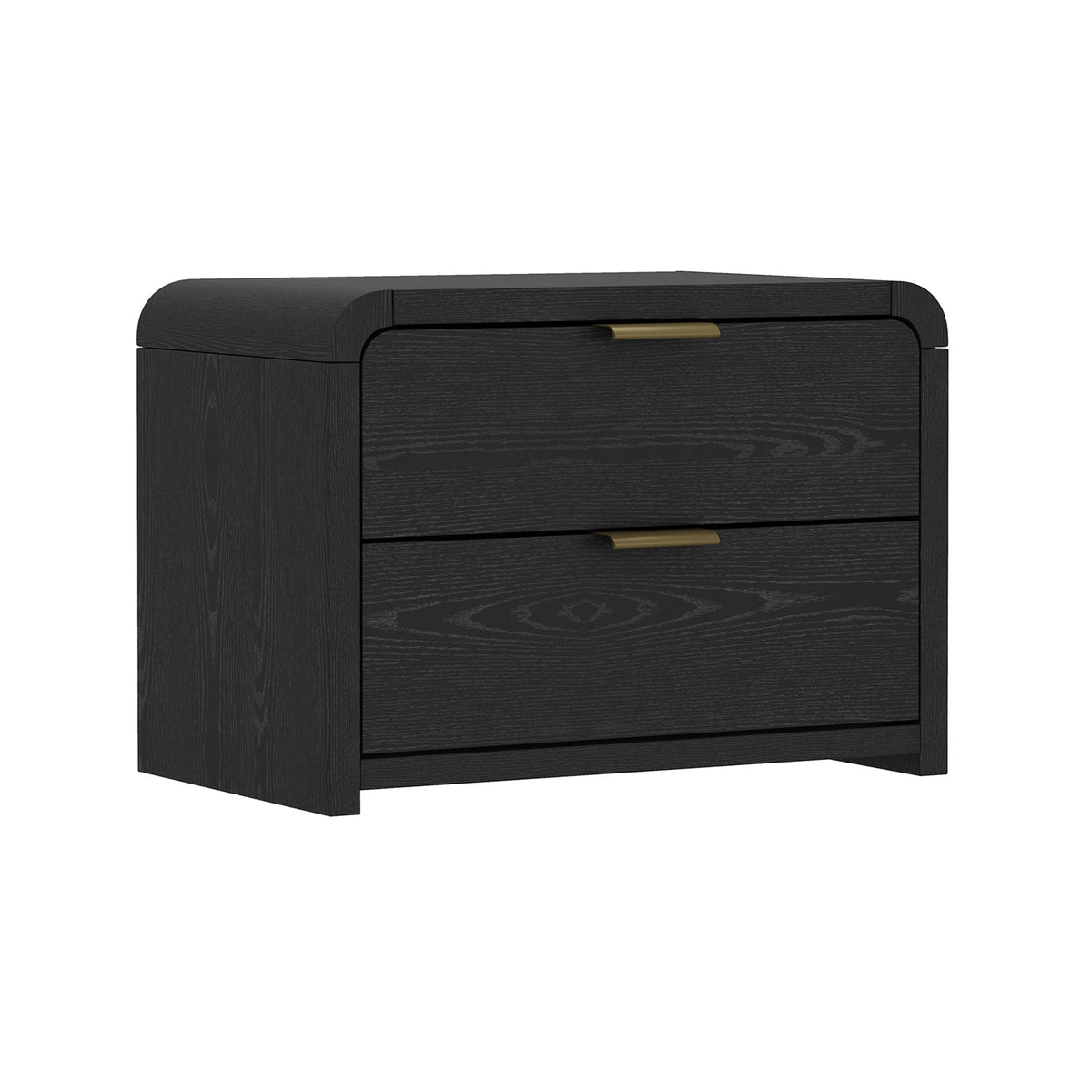 Modern Minimalist Solid Wood Nightstand with Two Drawers - Light Brown or Black