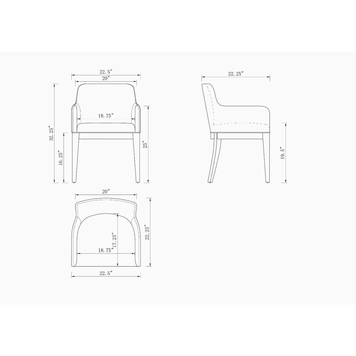 Gansevoort Armchair with Foam Cushion – Gray, Dark Gray or Beige